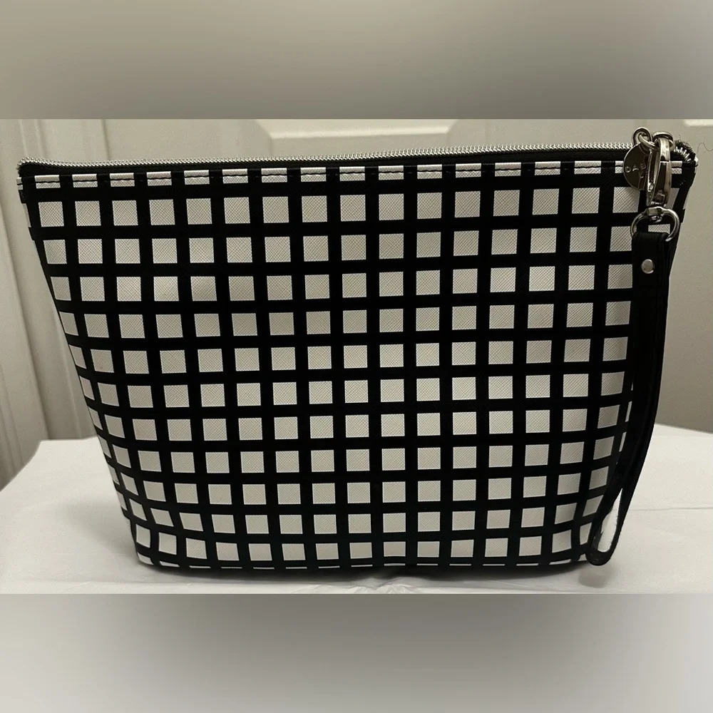 Dabney Lee Black and White Small Tote with Wristlet Strap